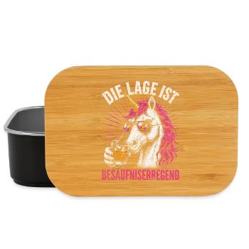Pinkes Einhorn mit Drink - Lunch Box - Schwarz - Vorne