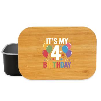 4th birthday - Lunch Box - black - Front
