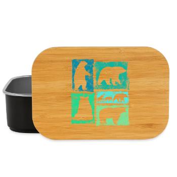 Bear Retro Graphic Vintage Animal Print - Lunch Box - black - Front