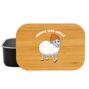 Komme was wolle lustige Schaf in der Mütze Schafe - Lunch Box - Schwarz - Vorne