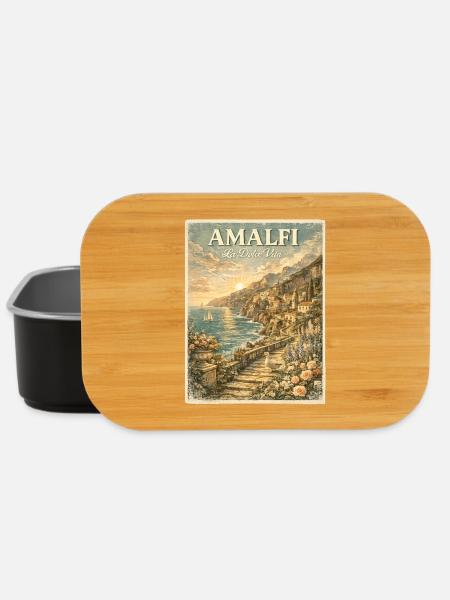 Amalfi Coast Golden Hour Vintage Travel - Lunch Box - black