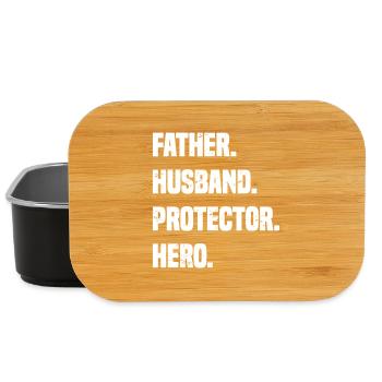 Vater, Ehemann, Beschützer, Heldentypografie - Lunch Box - Schwarz - Vorne