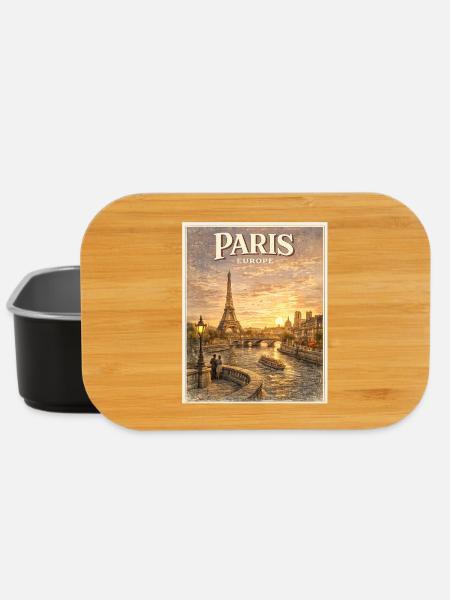 Paris Seine Vintage Travel Poster - Lunch Box - black