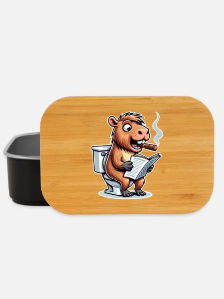 Capybara Toilette Zeitung - Lunch Box - Schwarz