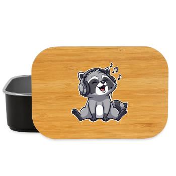 Raccoon Singing Listening to Music - Lunch Box - black - Front