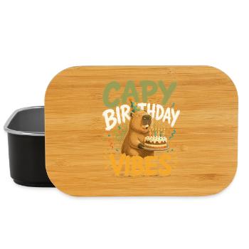 Capy Birthday Vibes Capybara Cake Confetti - Lunch Box - black - Front