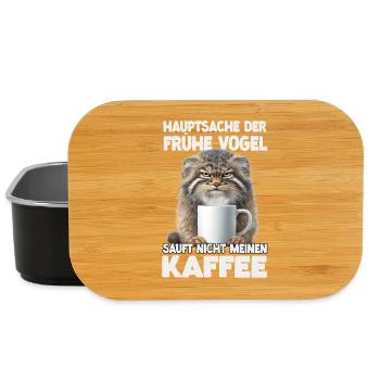 Pallas Cat Manul Kaffee Motiv | Grumpy Wildkatze  - Lunch Box - Schwarz - Vorne