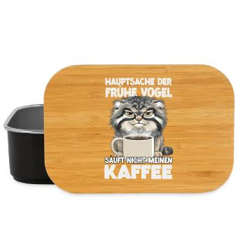 Kaffee Und Pallas Katze Humor Motiv | Manul Katzen - Lunch Box - Schwarz - Vorne