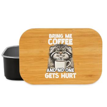 Pallas's Cat Coffee Slogan T | Grumpy mornings - Lunch Box - black - Front