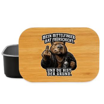 Mittelfinger mit Frühschicht - Lunch Box - Schwarz - Vorne
