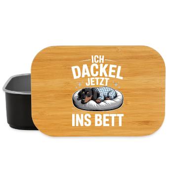 Offizielles Schlafshirt Schlafanzug Dackel Hund - Lunch Box - Schwarz - Vorne