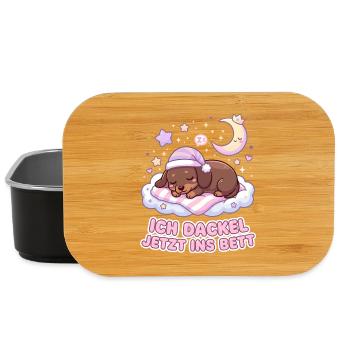 Offizielles Schlafshirt Schlafanzug Dackel Hund - Lunch Box - Schwarz - Vorne