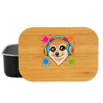 Meerkat with colorful music headphones - Lunch Box - black - Front
