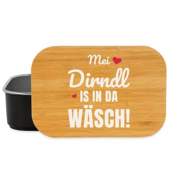 Mei Dirndl is in da Wäsch - Volksfest Madl Spruch - Lunch Box - Schwarz - Vorne