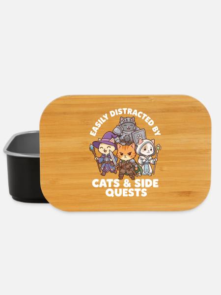 Easily Distracted by Cats & Side Quests - Lunch Box - black