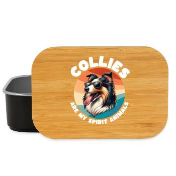 Expressions drôles sur le collie à poils longs - Boîte à goûter - noir - Devant