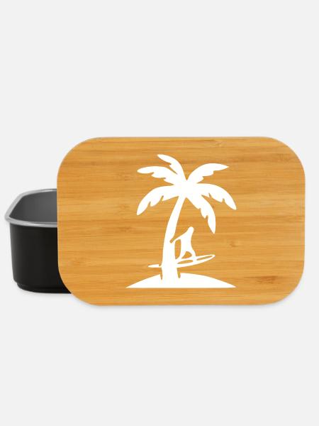 surfen Surfer Palme Geschenk Sommer Urlaub - Lunch Box - Schwarz
