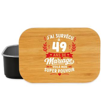 49 Ans de Mariage: Super Pouvoir - Boîte à goûter - noir - Devant