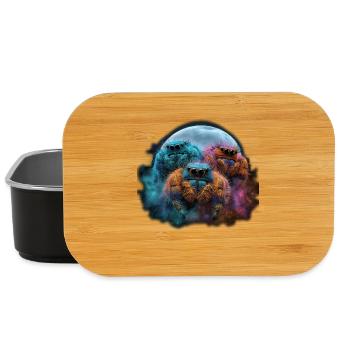 Chibi Jumping Spiders Galaxy Moon Kawaii Anime - Lunch Box - black - Front