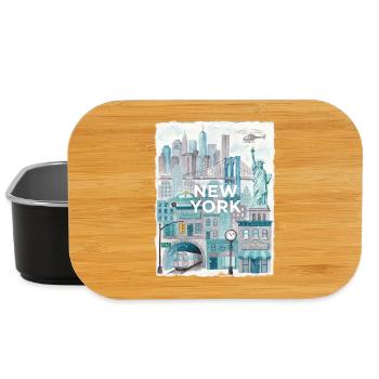 New York City Watercolor Skyline - Lunch Box - Schwarz - Vorne