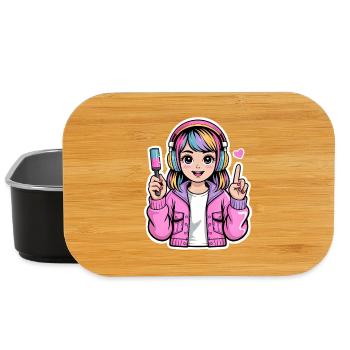Kawaii girl with headphones - Lunch Box - black - Front