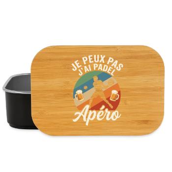 Je Peux Pas J'ai Padel et Apéro Humour - Boîte à goûter - noir - Devant