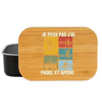 Je Peux Pas J'ai Padel et Apéro Humour - Boîte à goûter - noir - Devant