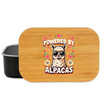 Powered By Alpacas Alpaca Fan Llama Lovers - Lunch Box - black - Front