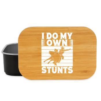 Rodeo Horse Riding I Do My Own Stunts Cowboy - Lunch Box - black - Front