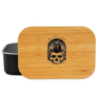 Gothic Skull Cat with Moon - Lunch Box - black - Front