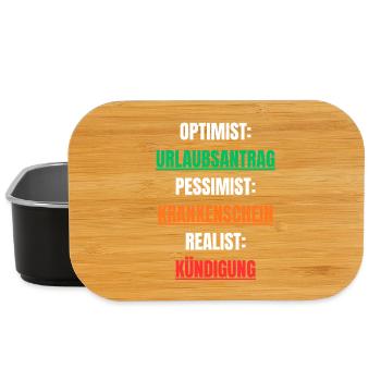 Optimist Pessimist Realist Arbeit Spruch - Lunch Box - Schwarz - Vorne