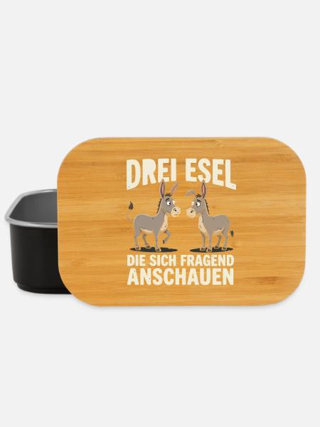 DREI Esel die Sich fragend anschauen - Lunch Box - Schwarz