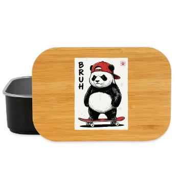 Panda Skate Bruh mit roter Cap - Lunch Box - Schwarz - Vorne