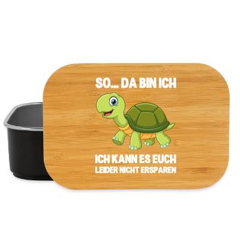 So da bin ich lustige Schildkröte Spruch - Lunch Box - Schwarz - Vorne