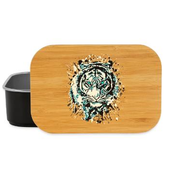 Tiger Chat - Vintage Grunge - Oeil de chat Bleu - Boîte à goûter - noir - Devant