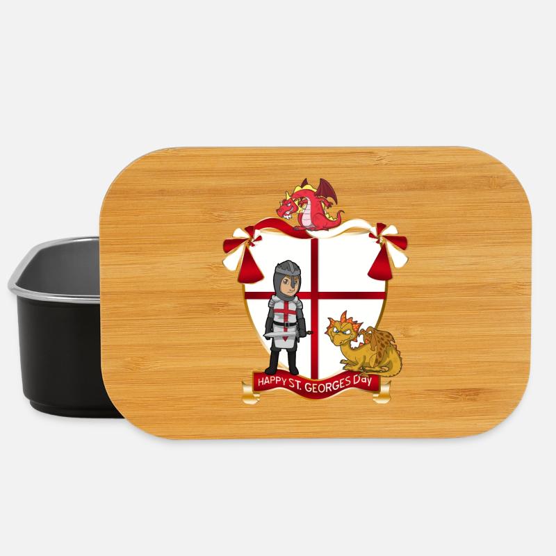 St George Crest: Dragon, Knight & Shield - Lunch Box - black