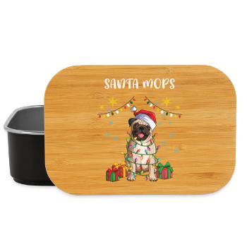 Merry Christmas Santa Mops - Weihnachtsoutfit - Lunch Box - Schwarz - Vorne