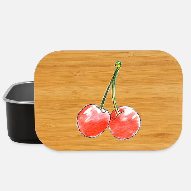 Two Sweet Cherries Sketch - Lunch Box - black