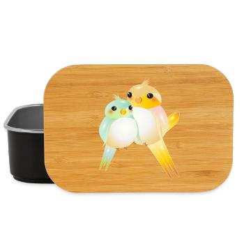 Deux canaris arrondis de style kawaii - Boîte à goûter - noir - Devant