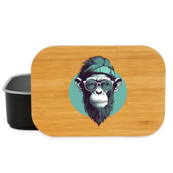 Cooler Hipster Affe mit Brille und Cap - Lunch Box - Schwarz - Vorne