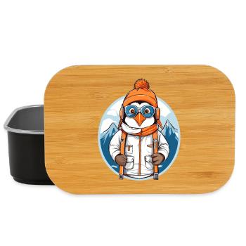Cute penguin with wool hat - Lunch Box - black - Front