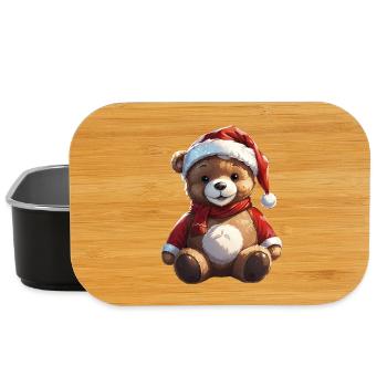Noël mignon ours en peluche chapeau de Père Noël - Boîte à goûter - noir - Devant