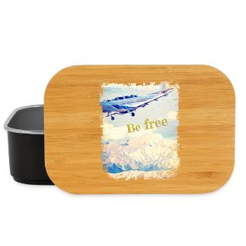 Be free - Old Airplane - Vintage Look - Lunch Box - Schwarz - Vorne