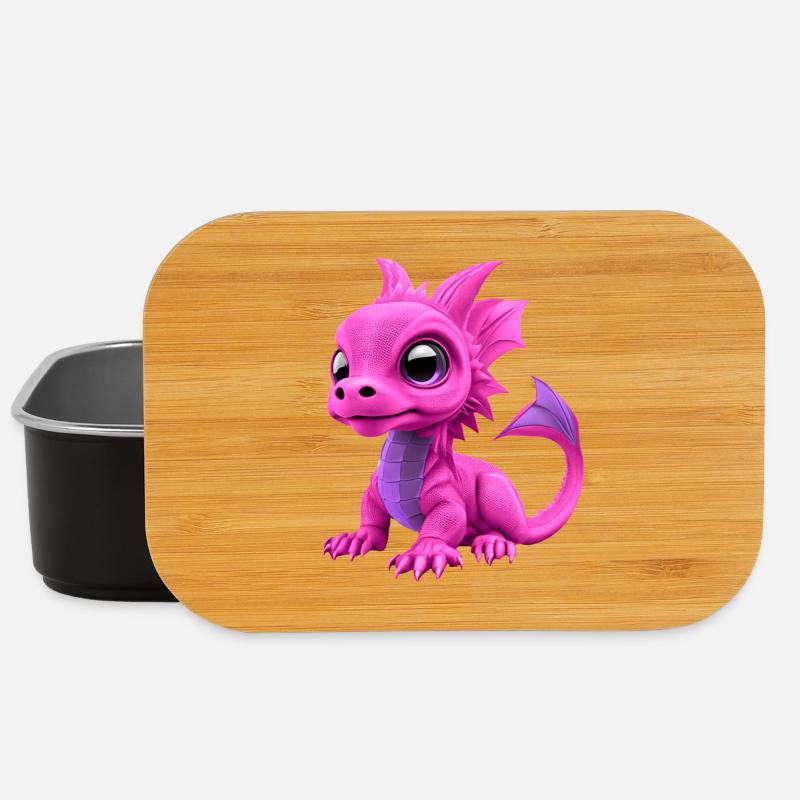 Baby Drache Pink | Niedlicher pinker Babydrache - Lunch Box - Schwarz