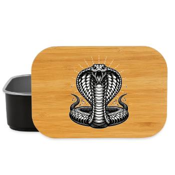 grand motif de serpent Cobra en noir et blanc - Boîte à goûter - noir - Devant
