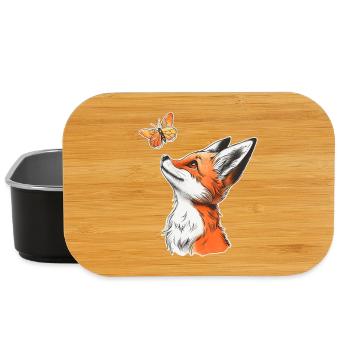 Renard avec papillon - Boîte à goûter - noir - Devant