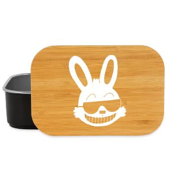 White rabbit showing off - Lunch Box - black - Front