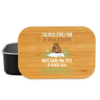 Dans ma tête je pense aux marmottes - Boîte à goûter - noir - Devant