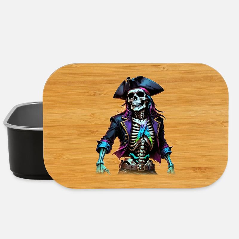 Pirate Skeleton Illustration - Lunch Box - black