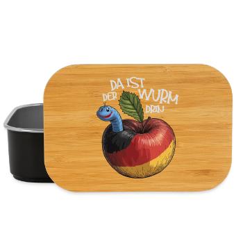 Wurm im Apfel mit Spruch - Lunch Box - Schwarz - Vorne